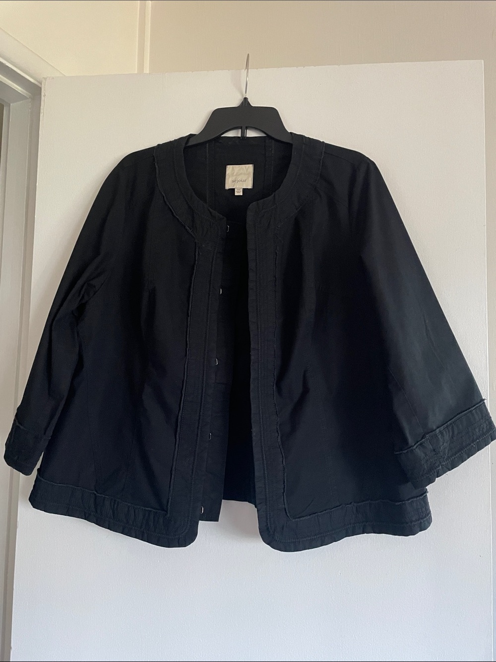 Sejour Black Collarless Women's Jacket